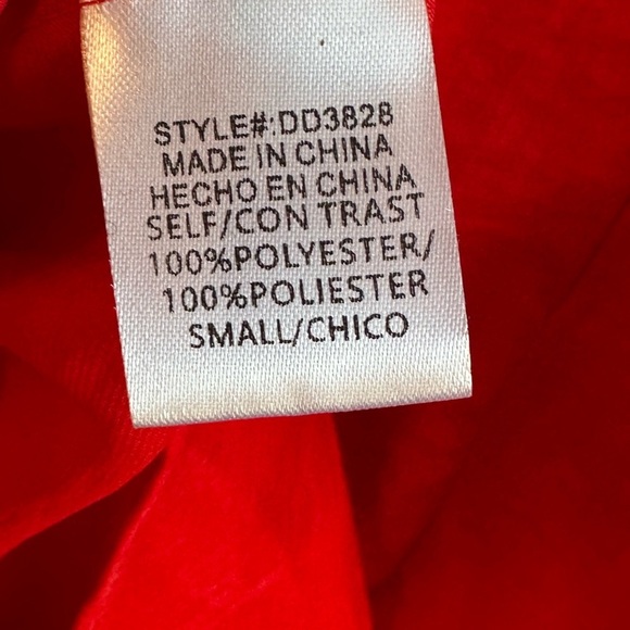 NWT Dress Day Red and Pink Satin V Neck Bishop Sleeve Wrap Dress Sz S - Picture 11 of 12